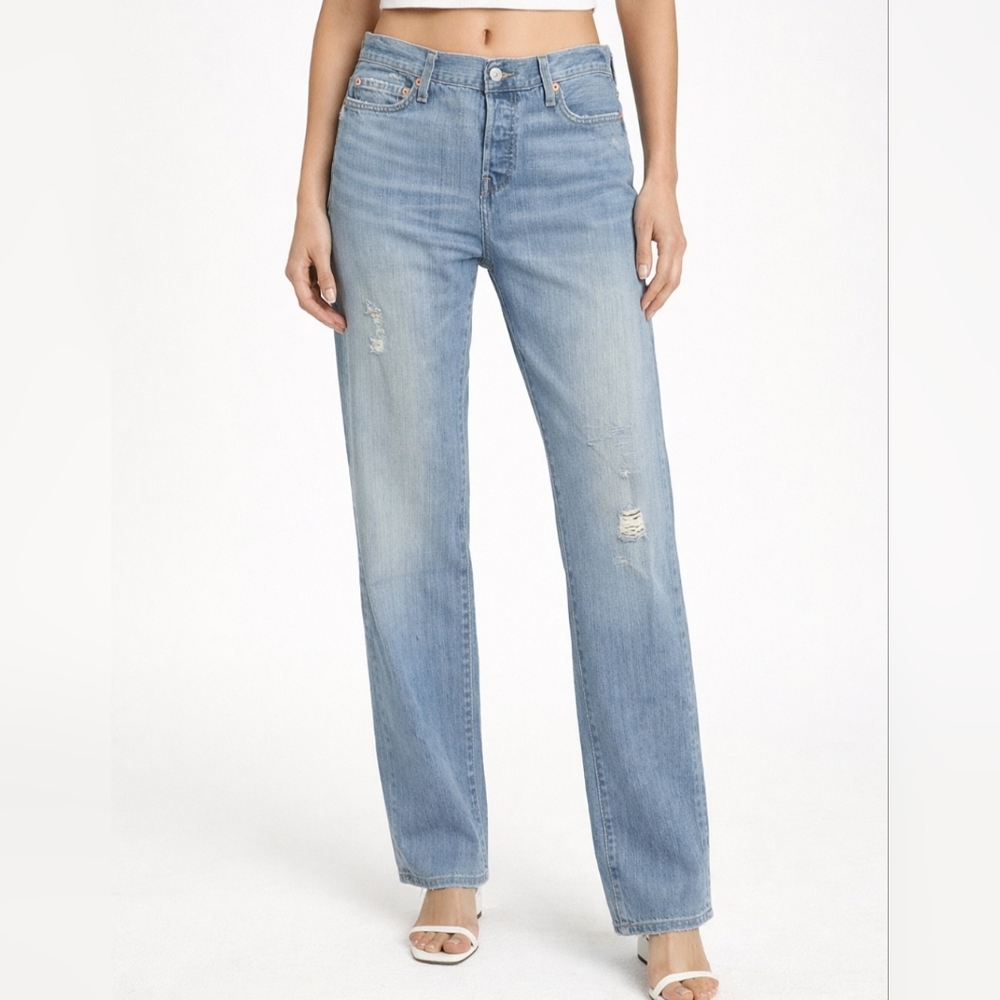 Levi’s Distressed Light Wash Straight Leg Jeans Button Fly W29 L32 100% Cotton